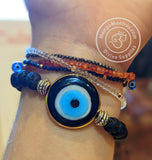 Evil Eye (Drishti) Glass Lava Bracelet for all around Protection!