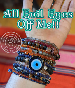 Evil Eye (Drishti) Glass Lava Bracelet for all around Protection!
