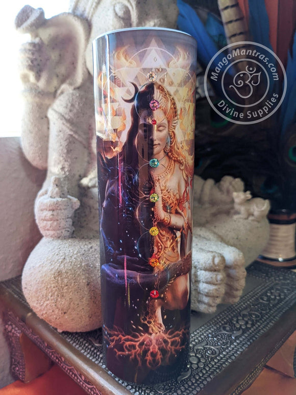 Powerful Shiva Shakti Ardaneshwara Mantra Meditation Candle with Swarovski Crystals