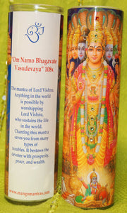Vishnu Mantra Meditation Candle embellished with Swarovski Crystals