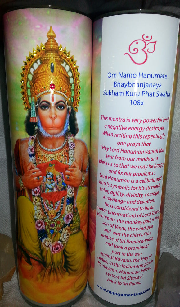 Powerful Hanuman Healing Protection Mantra Meditation Candle with Swarovski Crystals